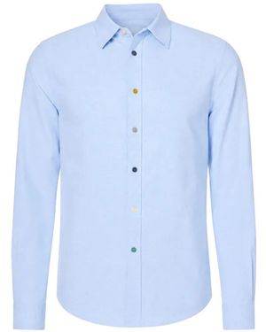 Paul Smith Getailleerd Biologisch Katoenen Veelkleurig Oxford Overhemd Met Knopen - Blauw