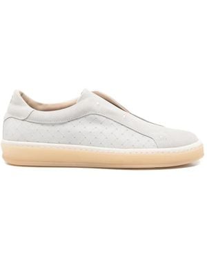 Eleventy Perforated Leather Slip-On Trainers - White