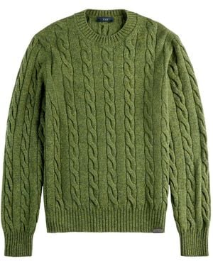 Fay Cable-Knit Crew-Neck Sweater - Green