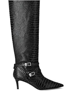Philipp Plein Stiefeletten Mit Niedrigem Absatz Und Riemen, Cocco-Print - Schwarz