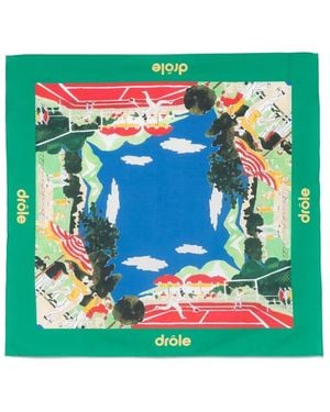 Drole de Monsieur Fular con estampado de tenis - Verde