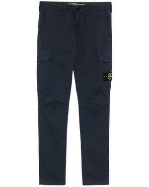 Stone Island Logo-Patch Cargo Trousers - Blue