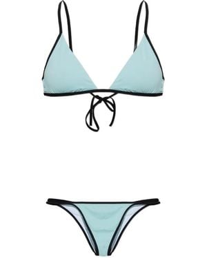 Balmain Contrast-Trim Triangle Bikini - White