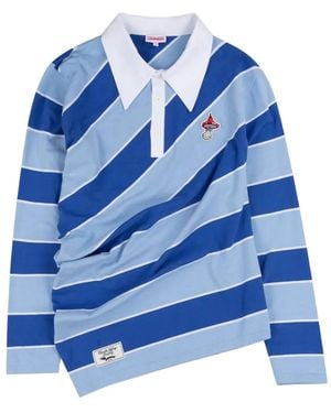 Charles Jeffrey Striped-Pattern Polo Shirt - Blue