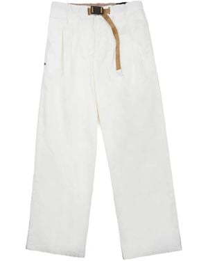 White Sand Belted Pleated Trousers - White