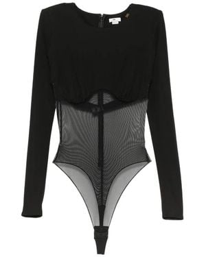 Elisabetta Franchi Geraffter Body Mit Mesh-Einsatz - Schwarz