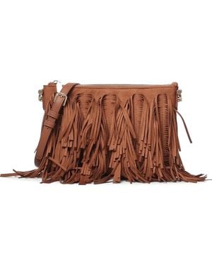 V73 Fringe-Embellished Cross Body Bag - Brown