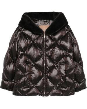 Max Mara Gesteppter Mantel Mit Faux Fur-Besatz - Schwarz