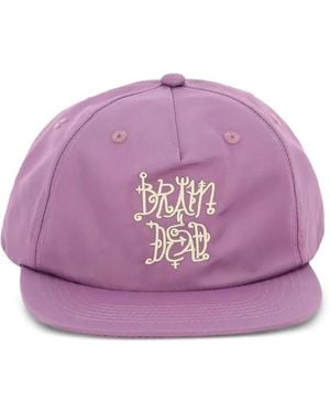 Brain Dead Embroidered -Script Baseball Cap - Purple