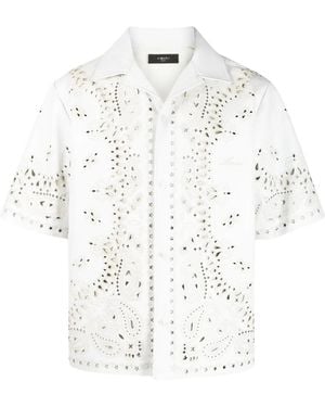 Amiri Bandana Leather Camp Shirt - White