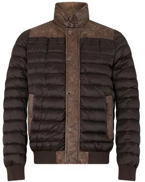 Moorer Raised-Collar Padded Jacket - Brown
