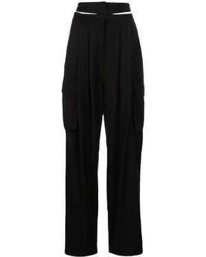 ANDREADAMO Pleated Cut-Out Cargo Pants - Black
