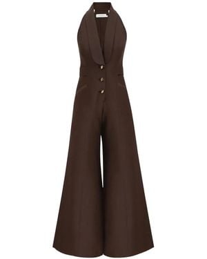 Zimmermann Mono Ancho Con Cuello Halter - Marrón