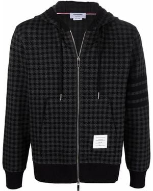 Thom Browne Gunclub Check Jacquard Zip-Up Hoodie - Black