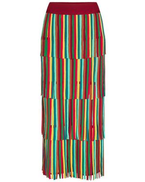 Simon Miller Za Za Fringe-Trimmed Straight Maxi Skirt - Red