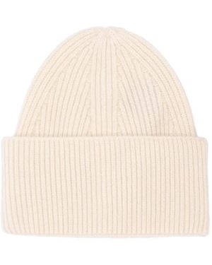 Laneus Ribbed Knit Beanie Hat - Natural