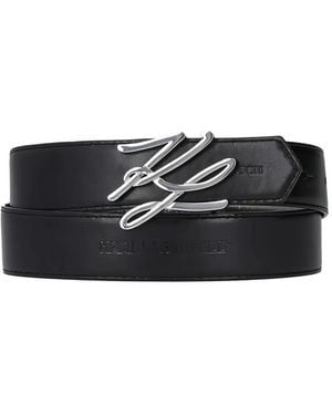 KARL LAGERFELD Reversible Logo-Detail Leather Belt - Black