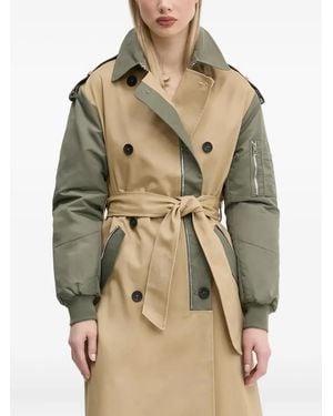 Desigual Double-Breasted Bomber-Sleeve Trench Coat - Natural
