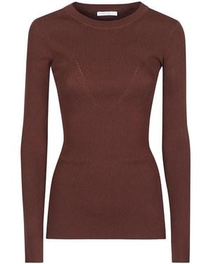 Patrizia Pepe Ribbed-Knit Long-Sleeve Jumper - Purple