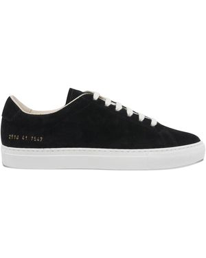 Common Projects Logo-Detail Suede Trainers - Black