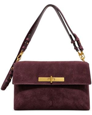 Poche Paris Torba Suede Twist-Lock Shoulder Bag - Purple