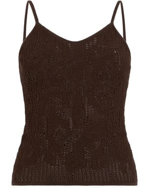 Roberto Cavalli Crochet-Effect Sleeveless Spaghetti-Strap Top - Brown