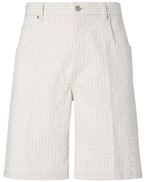 Fendi Topstitched Logo-Patch Shorts - White