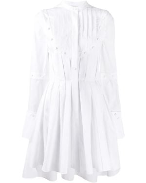 McQueen Pleated Shirt Dress - White