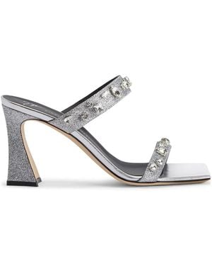 Giuseppe Zanotti Sandali Flaminia Con Decorazione Di Cristalli 85Mm - Bianco