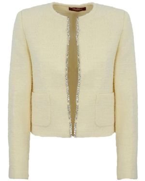 Max Mara Jewel-Embellishment Jacket - Natural