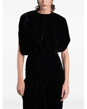 Rick Owens Ruched Velvet Dress - Black