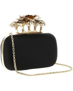 McQueen Carnation Crystal-Embellished Ring Clutch - Black
