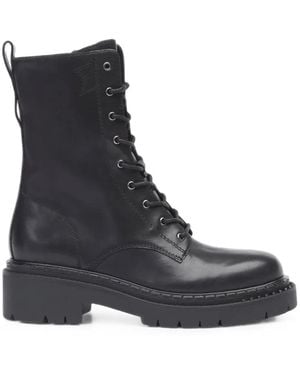 Ash Lace-Up Leather Ankle Boots - Black