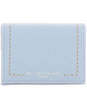Gianni Chiarini Grain Leather Card Holder - Blue
