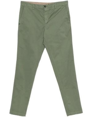 White Sand Flat-Front Cotton Trousers - Green