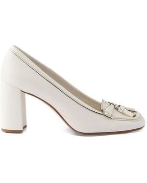 Prada Leather Heeled Loafers - White
