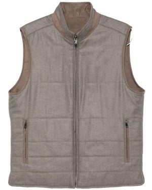 Corneliani Quilted-Design Herringbone-Pattern Gilet - Grey