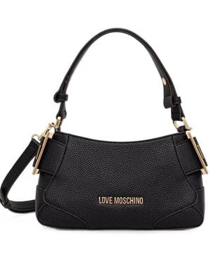 Love Moschino Logo-Plaque Buckled Tote Bag - Black