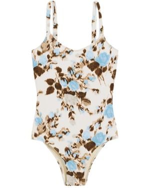 Ami Paris Bañador Con Estampado Floral - Blanco