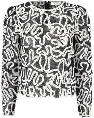Sea Alice Embroidery Blouse - Black