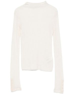 Patrizia Pepe Jersey De Canalé Con Cuello Alto - Blanco