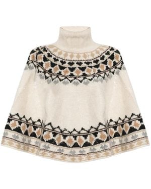 Munthe Verst Fair Isle Poncho - Natural
