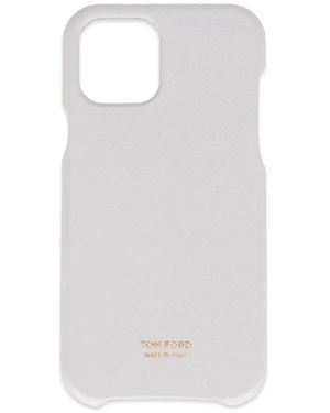 Tom Ford Coque D'Iphone En Cuir Grainé À Logo Imprimé - White