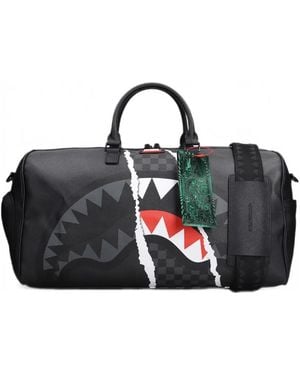 Sprayground Shark Mouth Check-Print Holdall - Black