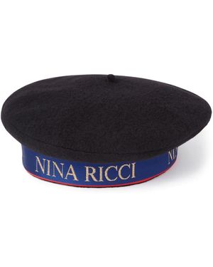 Nina Ricci Virgin Wool Logo Beret - Blue