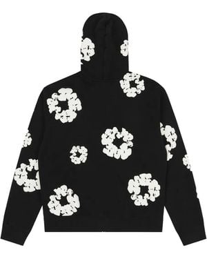 DENIM TEARS Wreath-Print Zip Hoodie - Black
