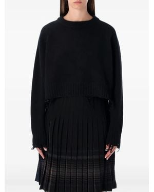 Low Classic Pullover Im Distressed-Look - Schwarz