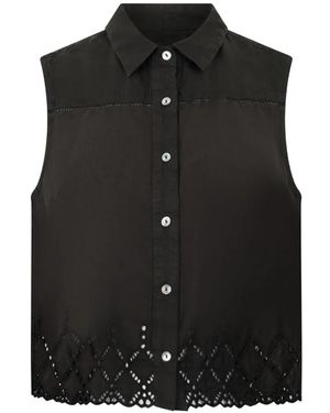 120% Lino Buttoned Openwork Shirt - Black