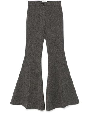 Essentiel Antwerp Herringbone Flared High-Rise Trousers - Grey