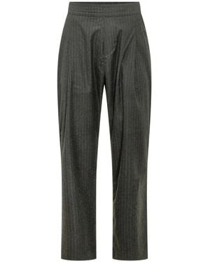 A PAPER KID Pinstripe-Pattern Pleated Trousers - Grey